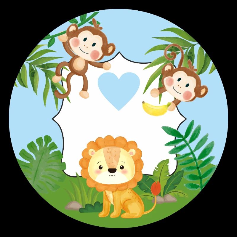 Amitié - Petits singes et lion