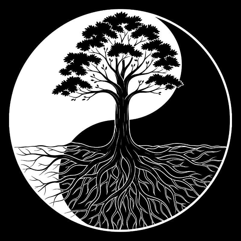 Yin und Yang Lebensbaum Design