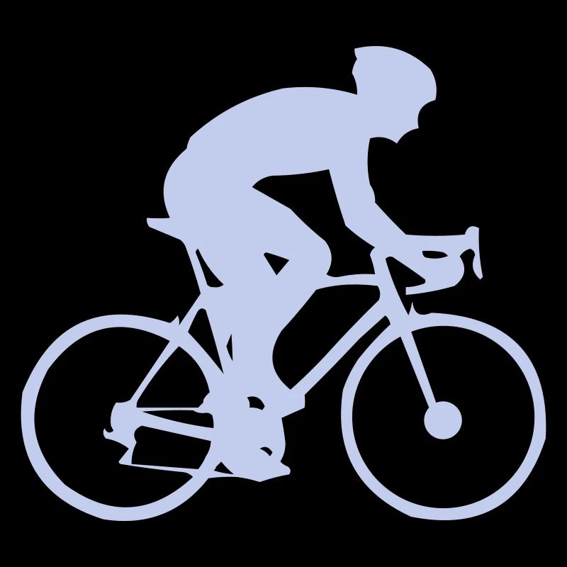 Cyclist silhouette in pastel blue