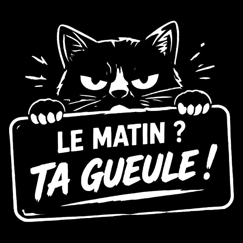 Le matin ? ta gueule ! humour chat café réveil