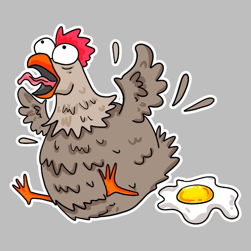 Funny Chicken with Egg Cartoon