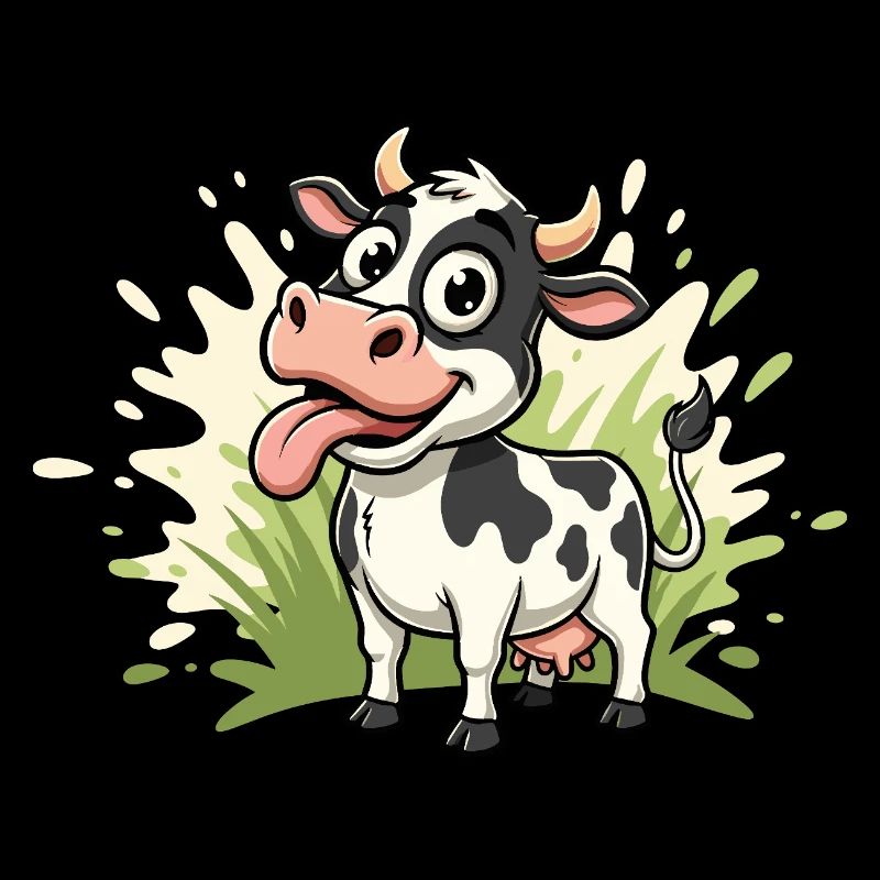 Dessin animé de vache sur l’herbe