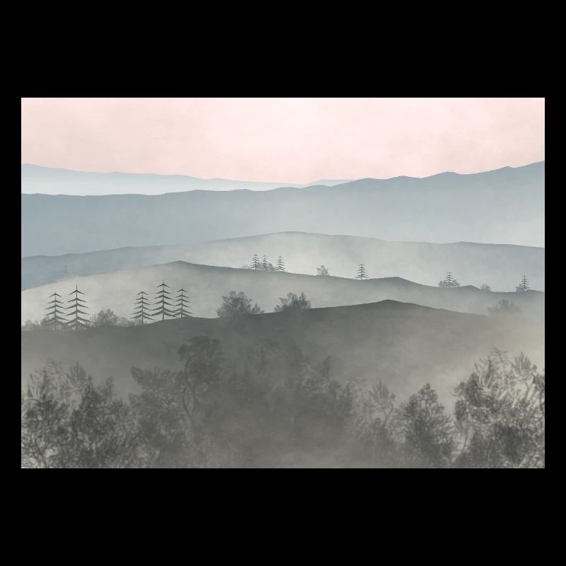 Lever de soleil dans les montagnes de brume