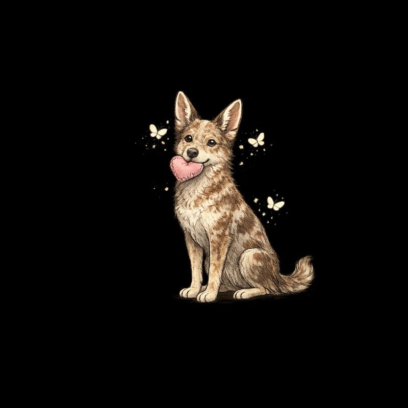 Chien amical avec de l’éclat papillon