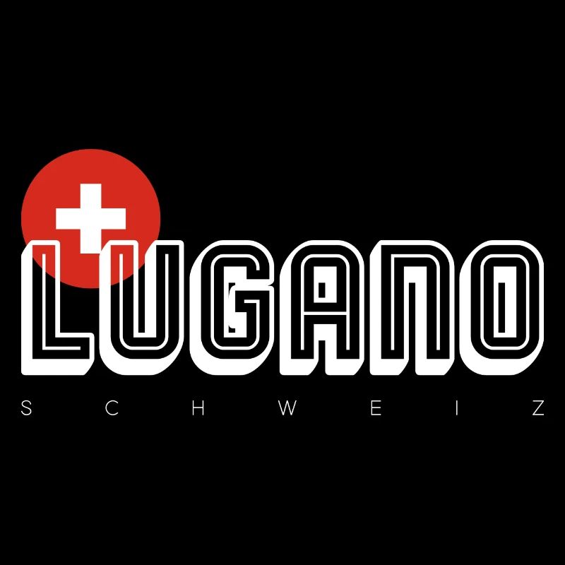 Lugano Schweizerkreuz Umriss Logo