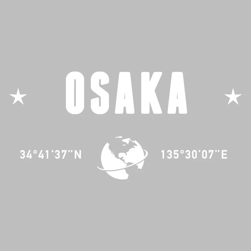 Osaka Japan Coordinates Planet Earth White
