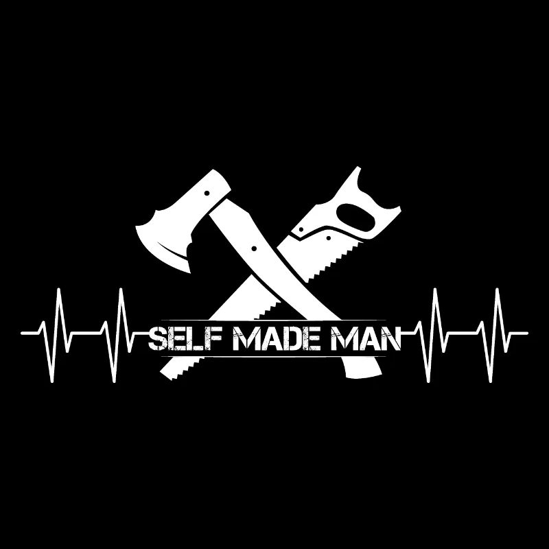 selfmade man icon logo heartbeat craft icon