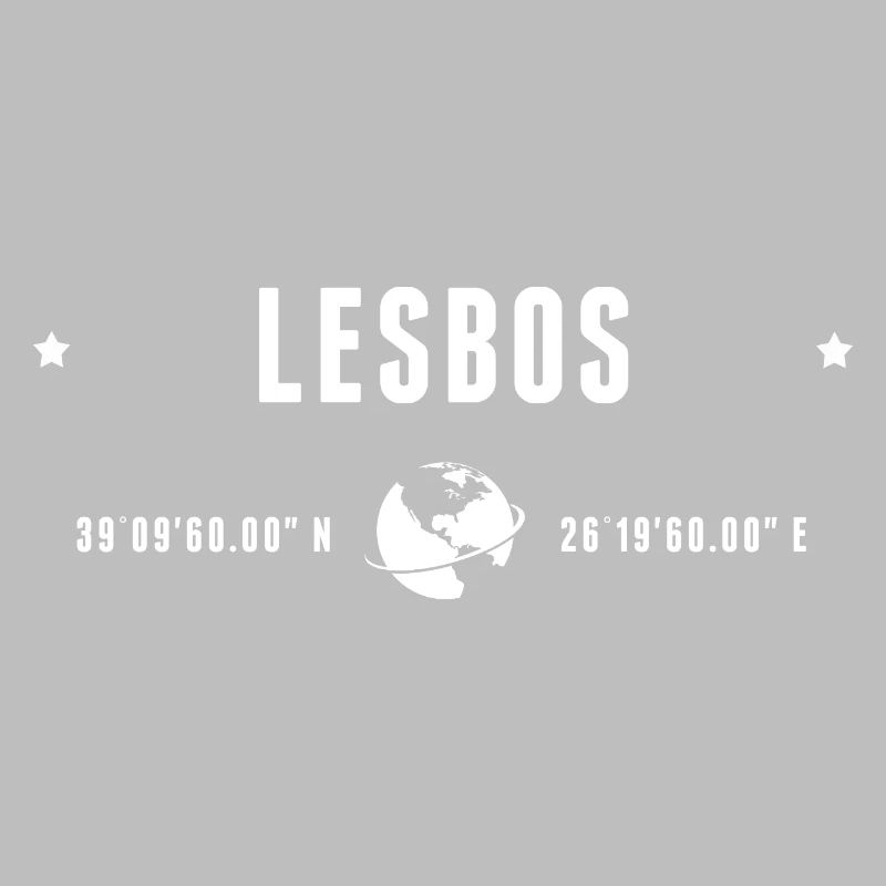 Lesbos Stylized Geographical Coordinates