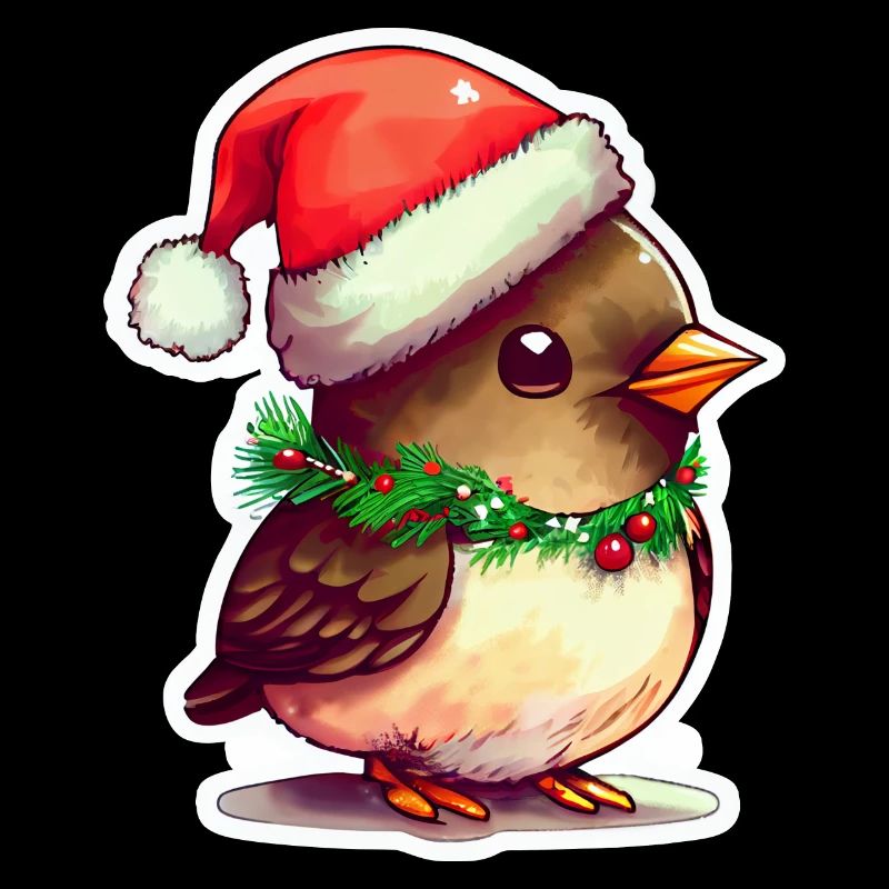 Weihnachtsvogel mit süße mütze