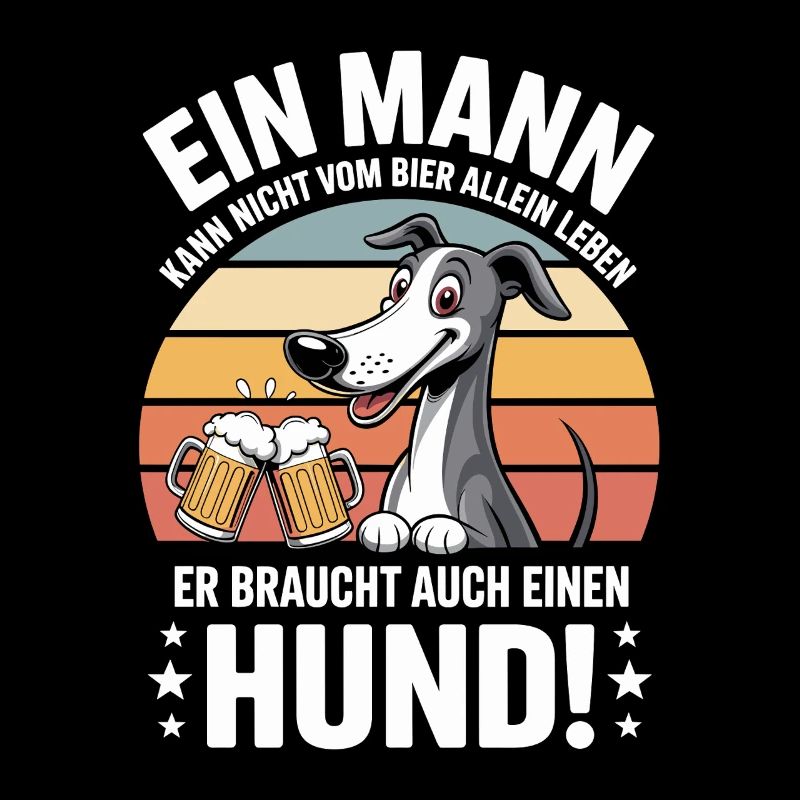 Lustiges Mann Hund Bier
