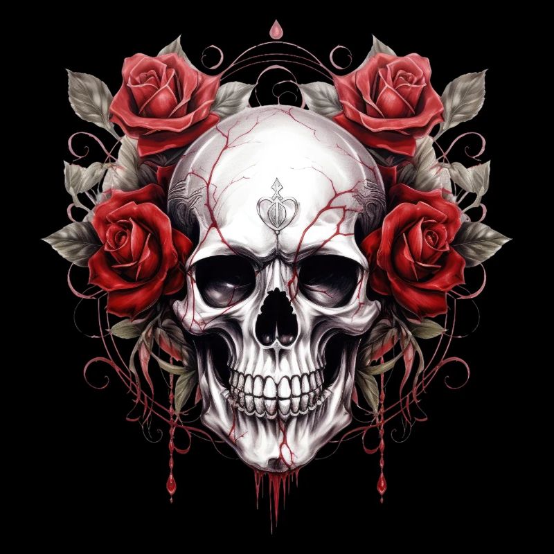 Gothique crâne Roses Art mode graphique