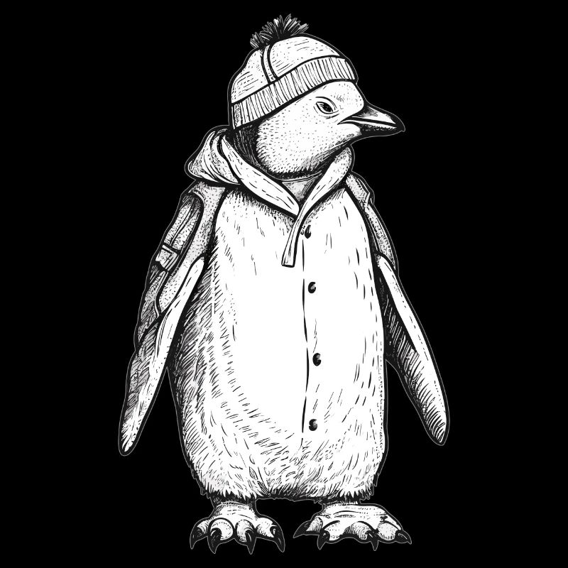 Penguin with cap and jacket