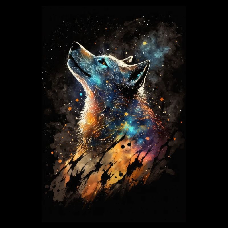 Wolf Galaxy Space Stars Space Mystical Cool