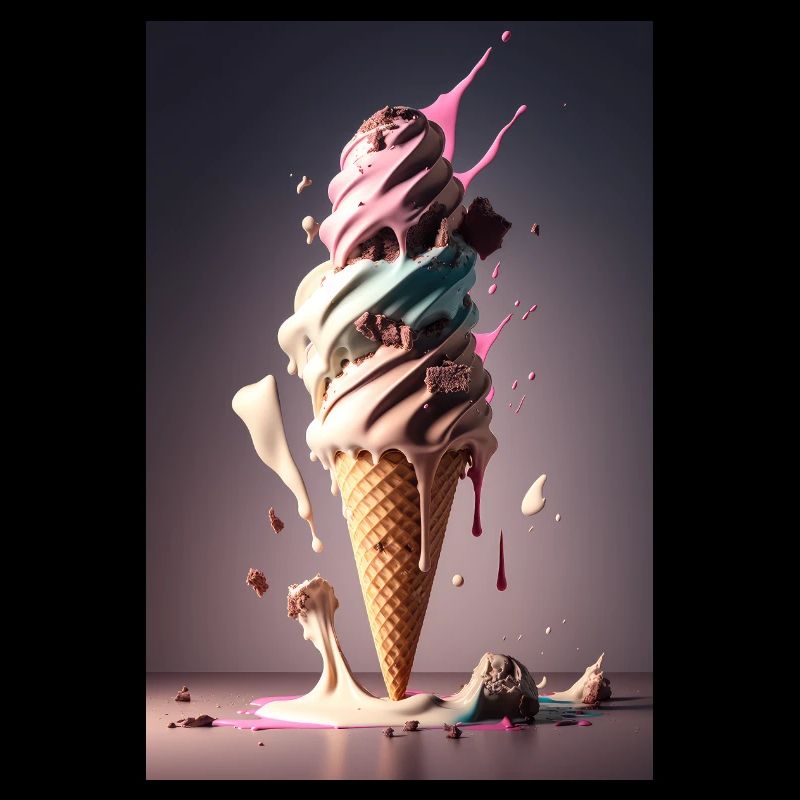 Cornet de crème glacée mangeant des bonbons sucrés restauration rapide