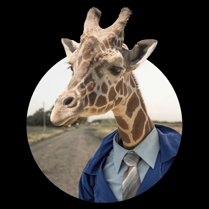 Giraffe im Anzug