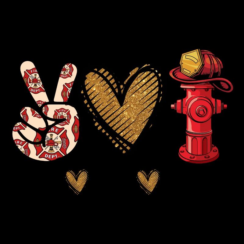 Peace Love Fire Ehefrau Feuerwehrfrau