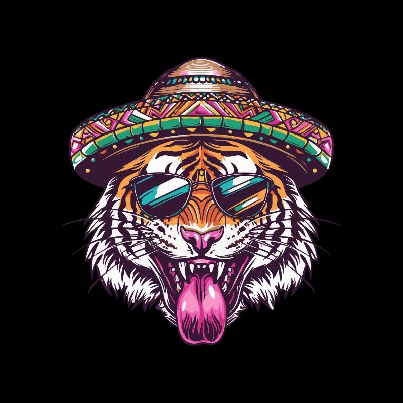 Tiger Comic Funny Sombrero