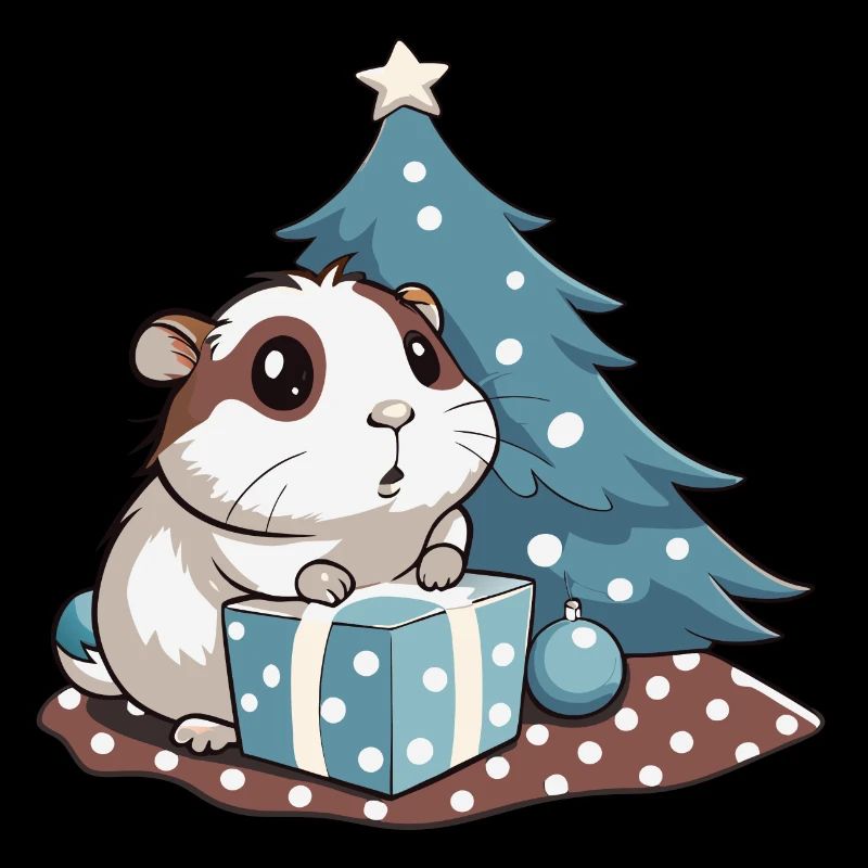 Niedliches Meerschweinchen packt Geschenk aus