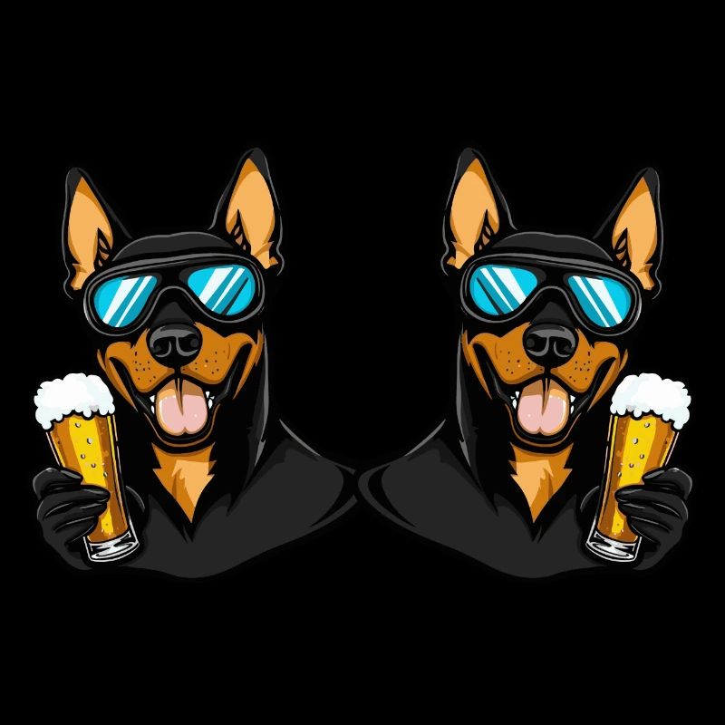 Dobermann Hund Ski Team Bier