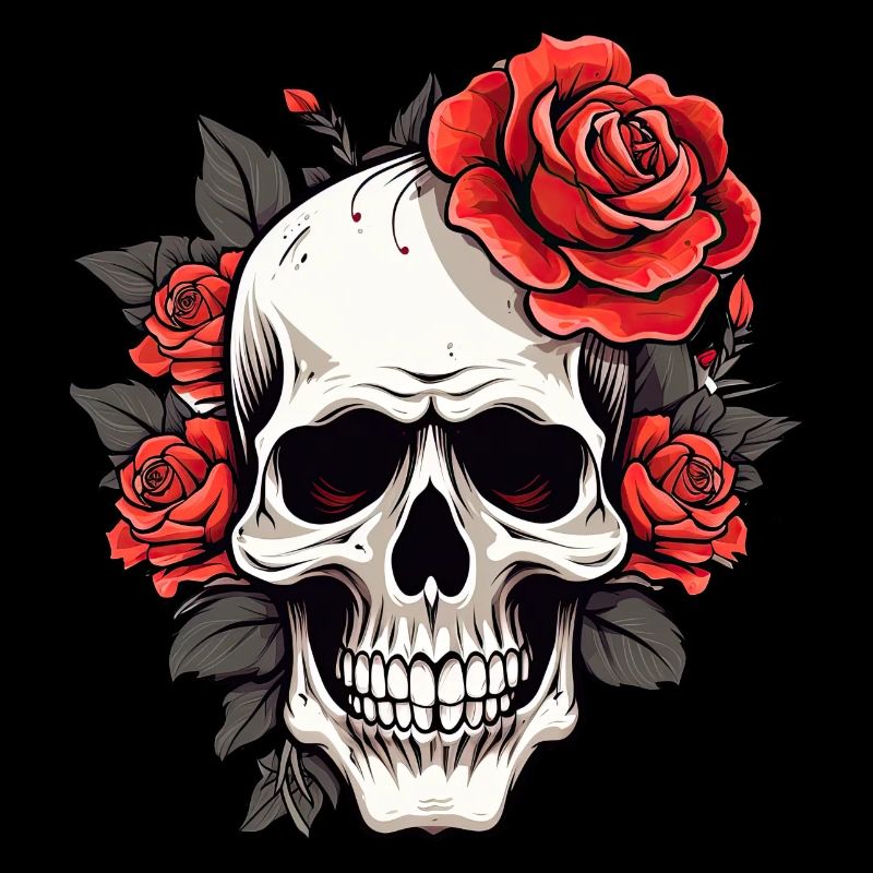 Gothique tête de mort Roses Art de la mode graphique