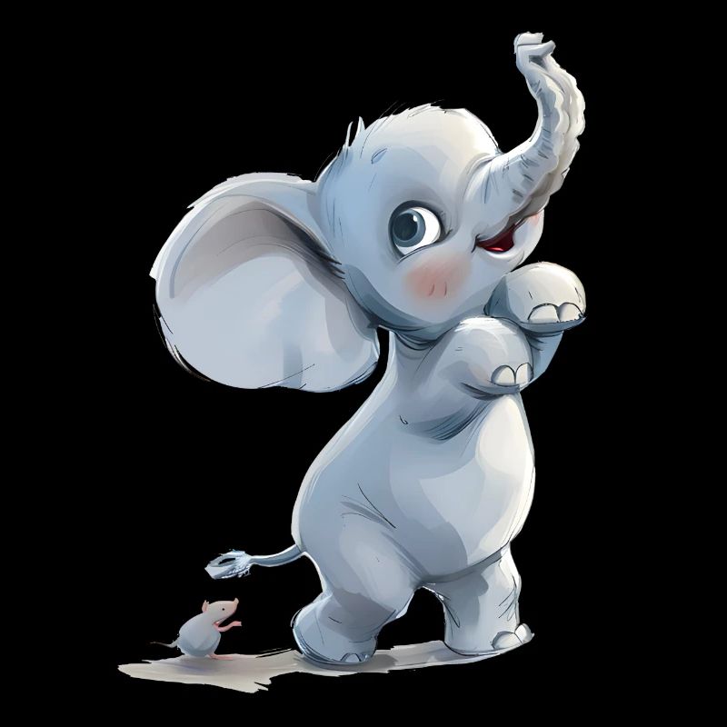 Little funny elephant with mouse