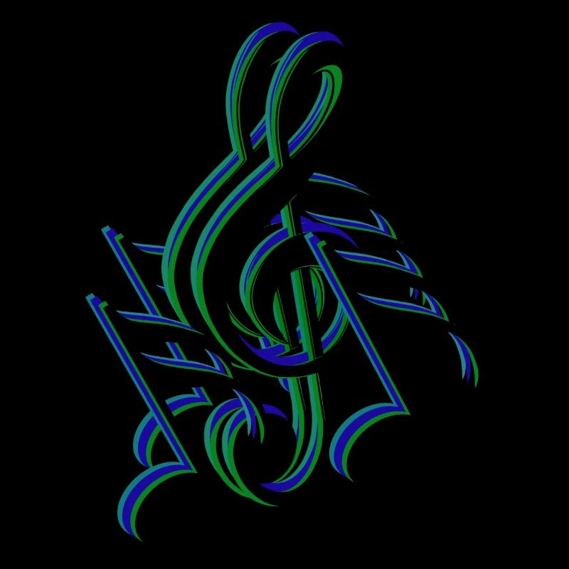 clef notes blue green