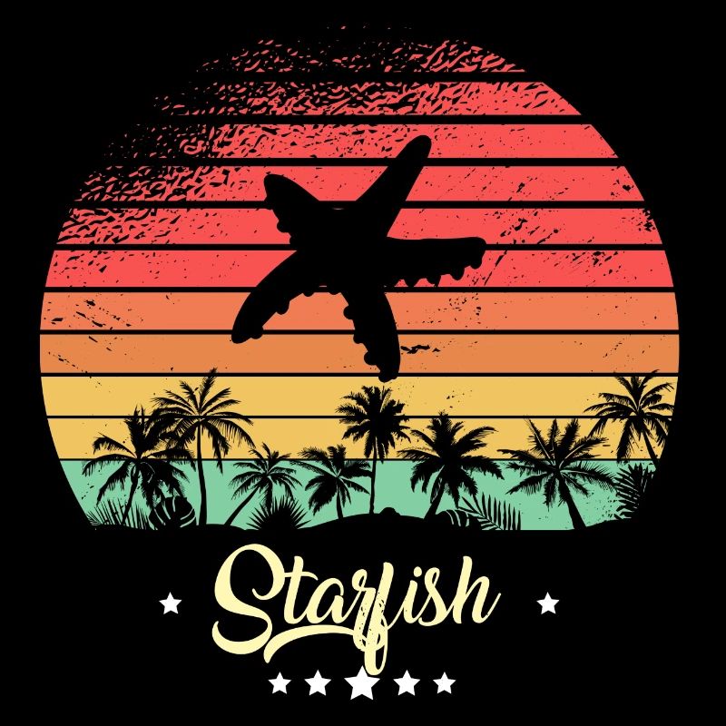 Starfish Diving Vintage Retro Sunset