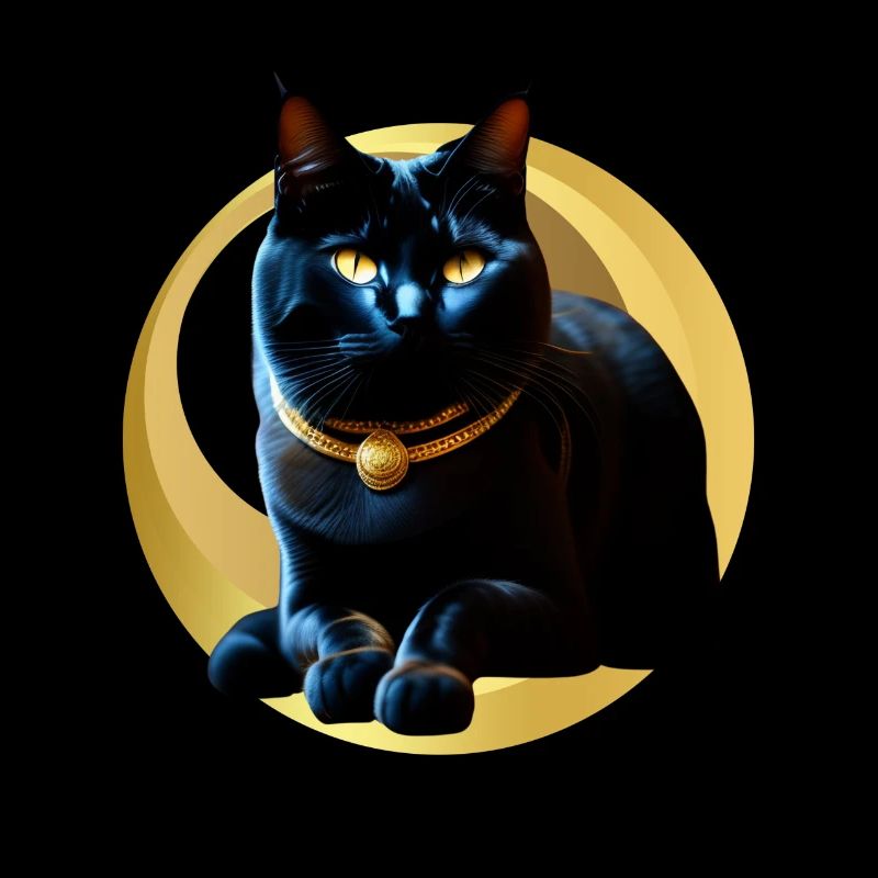Chat noir collier doré