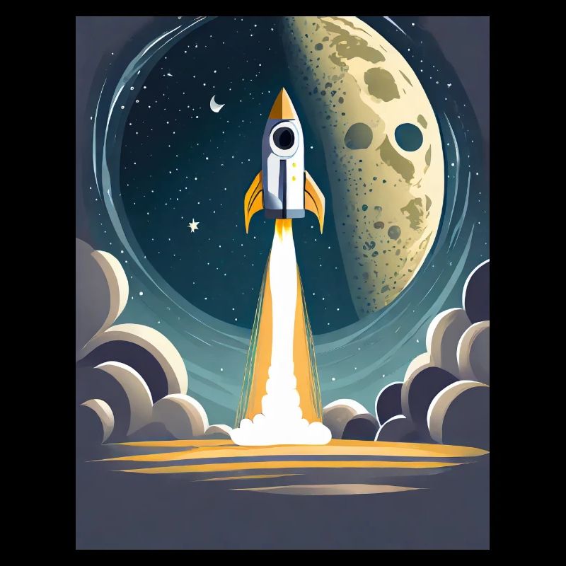 Emmenez-moi sur la lune Démarrage d’une fusée spatiale vintage