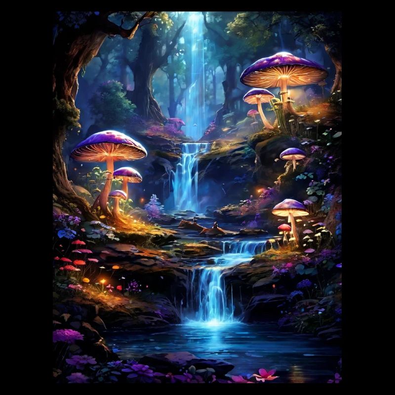 Magical Forest with Waterfall