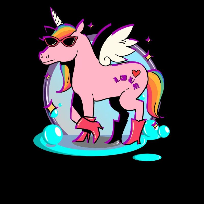Cheval rose - Licorne