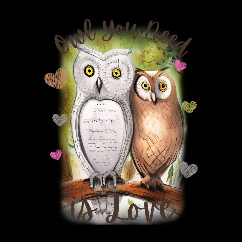 Eule, die Sie brauchen, ist Liebe romantisches Paar