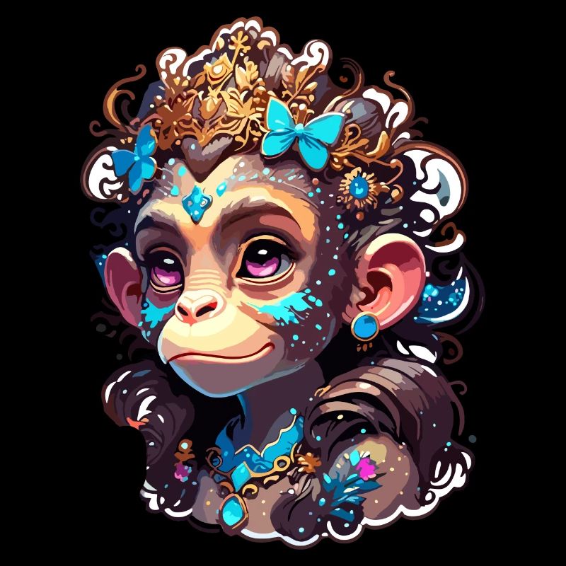 Singe mignon / Fille de singe / Mignon / noeud de cheveux