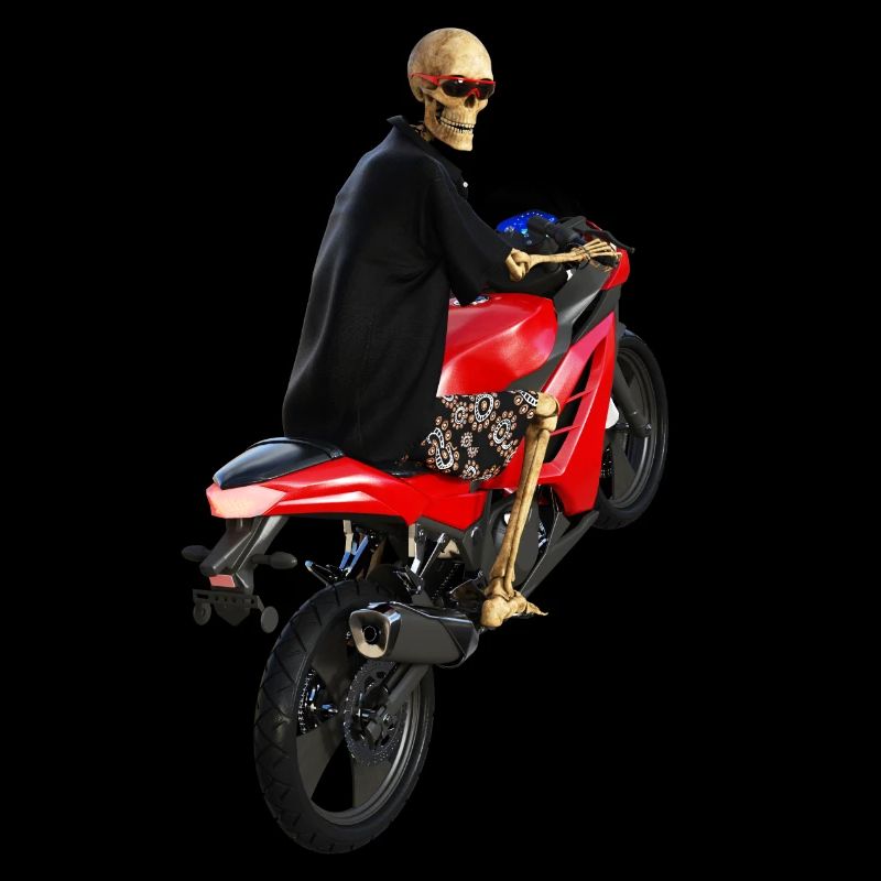 Sensenmann steigt um auf´s Motorrad