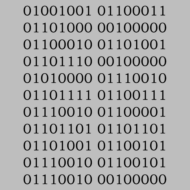 Code binaire « Je suis programmeur »