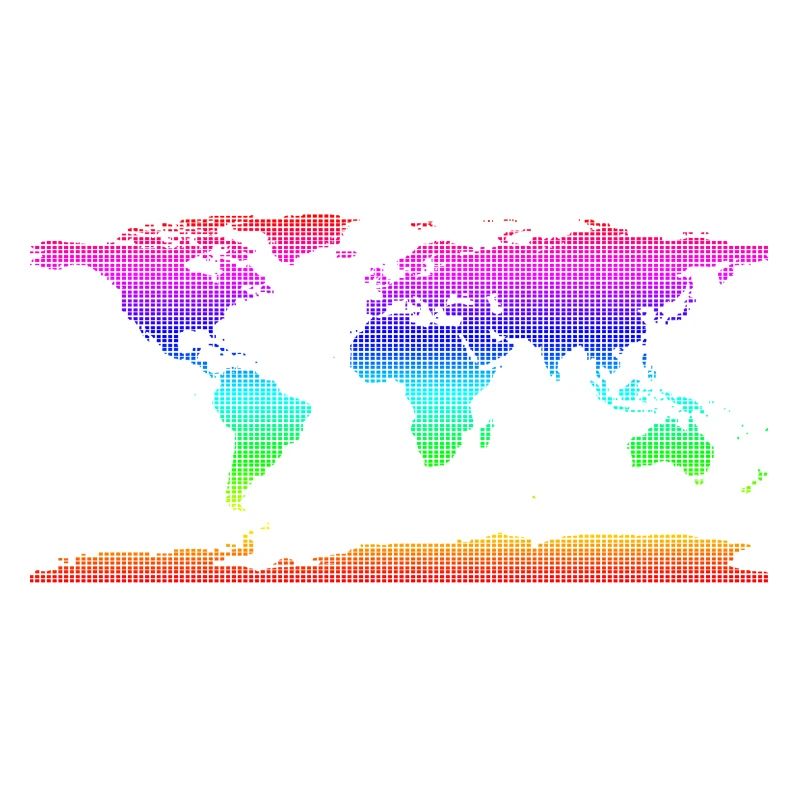 World map worldmap grid rectangles rainbow