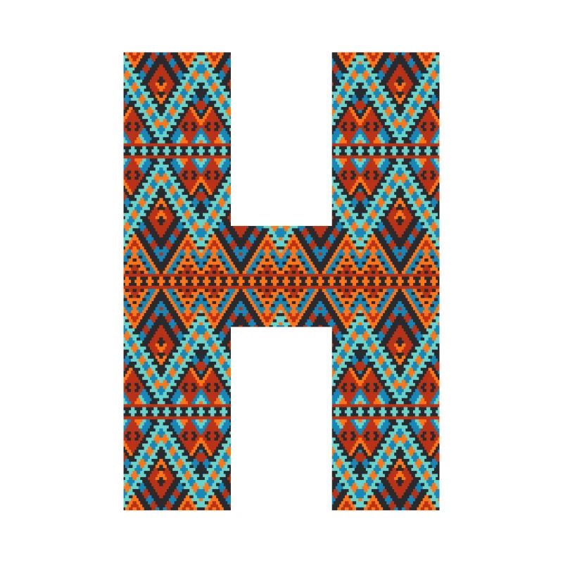 Buchstabe H - Boho-Design, buntes Monogramm