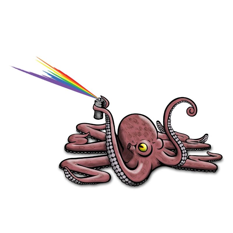 Krake mit Lackdose Regenbogen