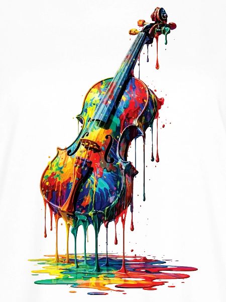Violin with dripping paint