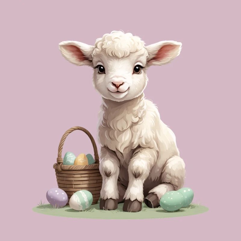 Pastel lamb with Easter eggs