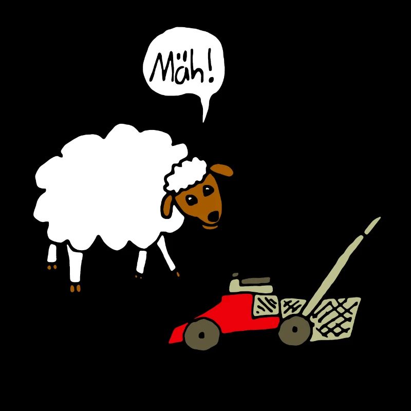 Schaf und Rasenmäher lustiger Comic Spruch Witz