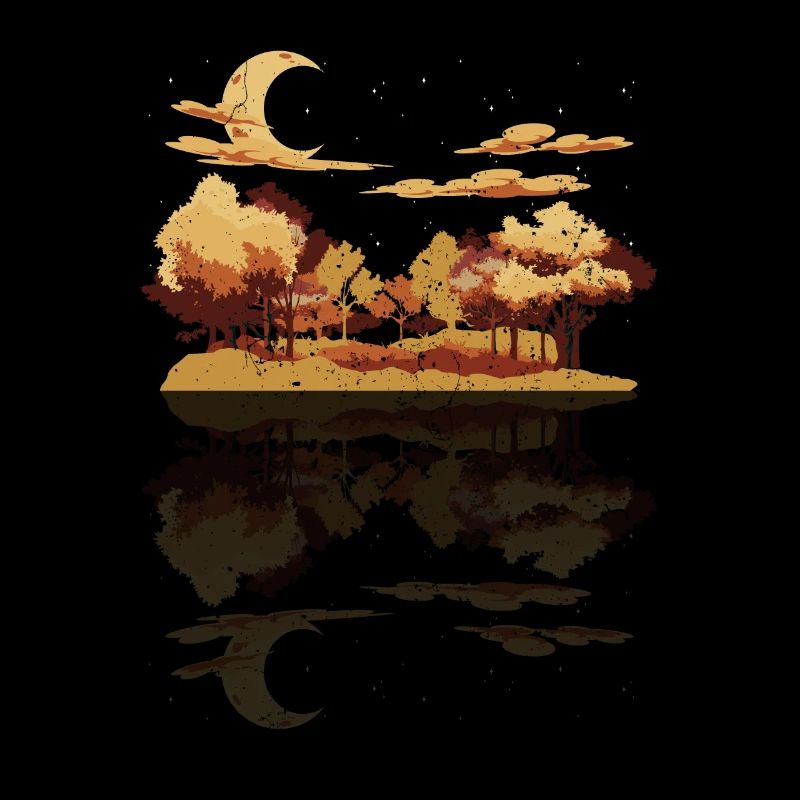 Forest Trees Reflection Gift Crescent Moon Nature