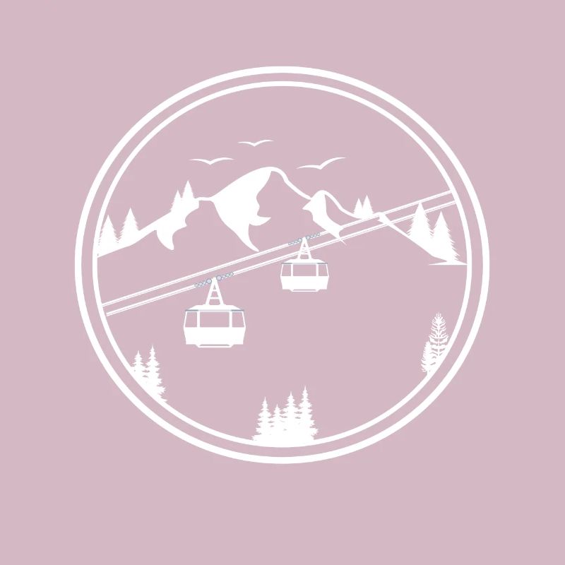 Cable car gondola with mountains for cable car operators