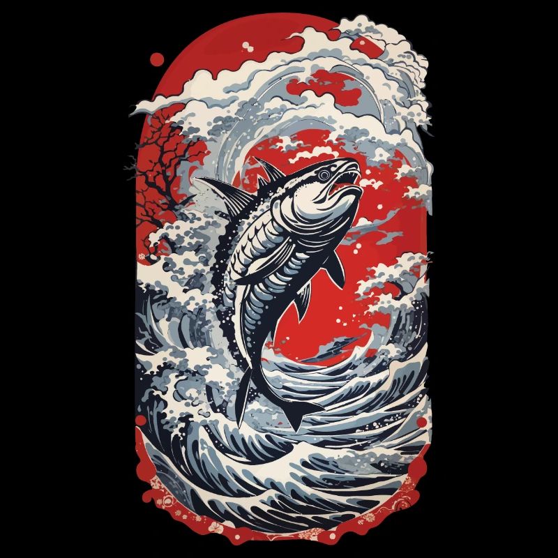 Japon pêche au thon Ukiyo-E vagues Art