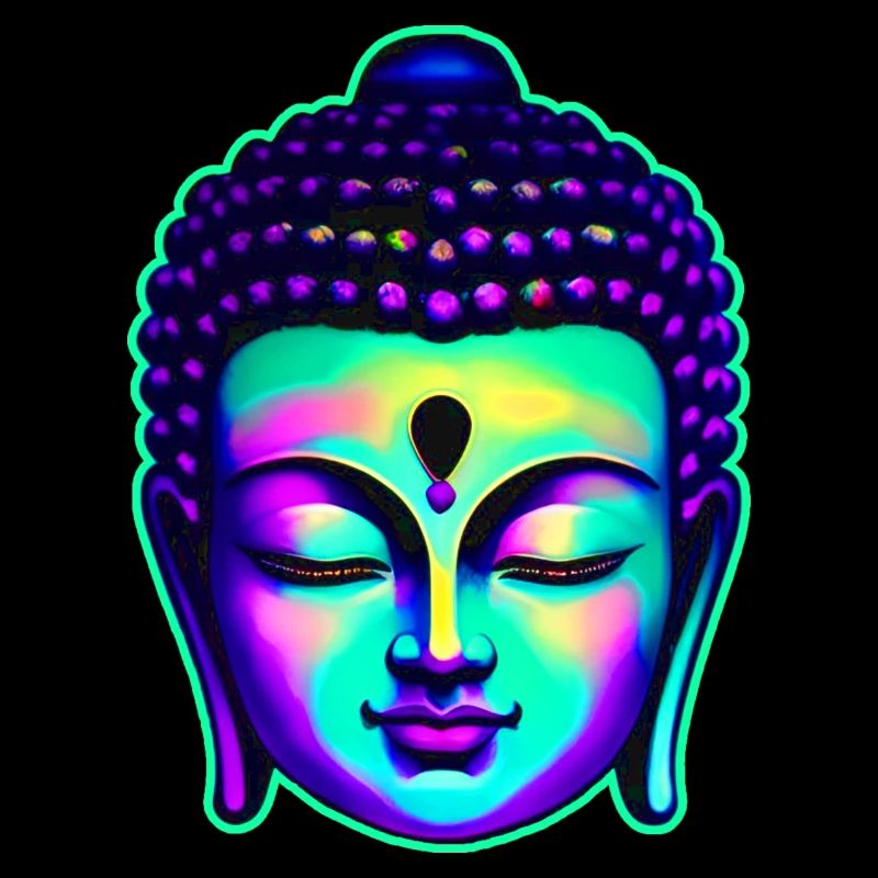 Tête de Bouddha colorée