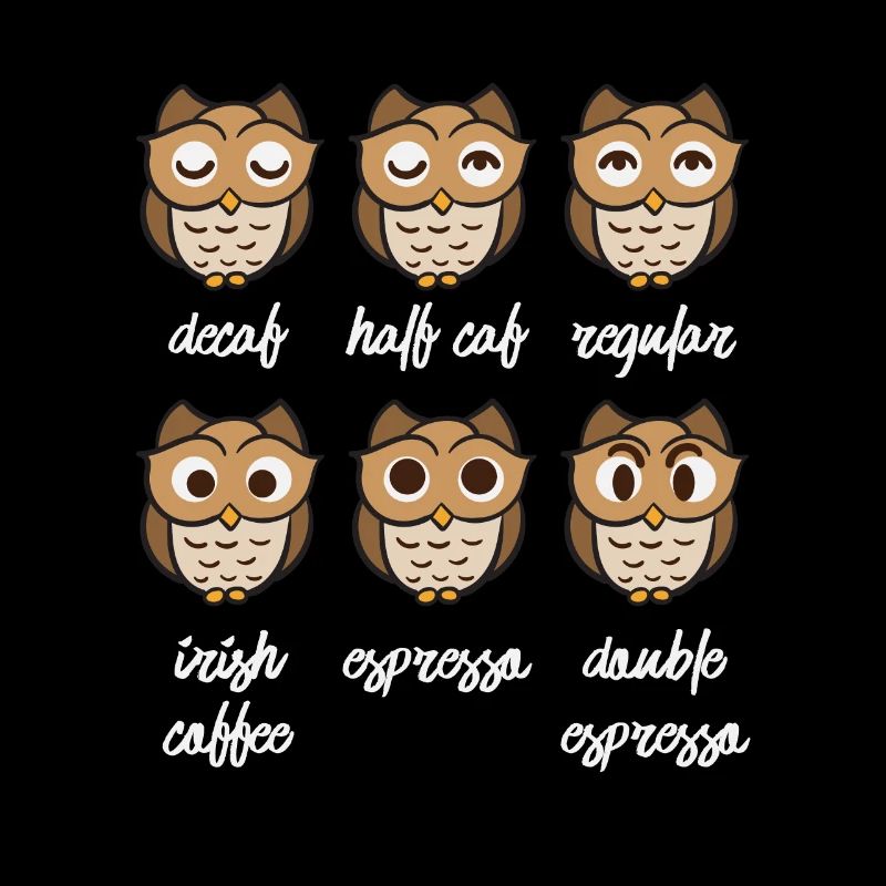 Verschiedene Stimmungen der Kaffee Eule