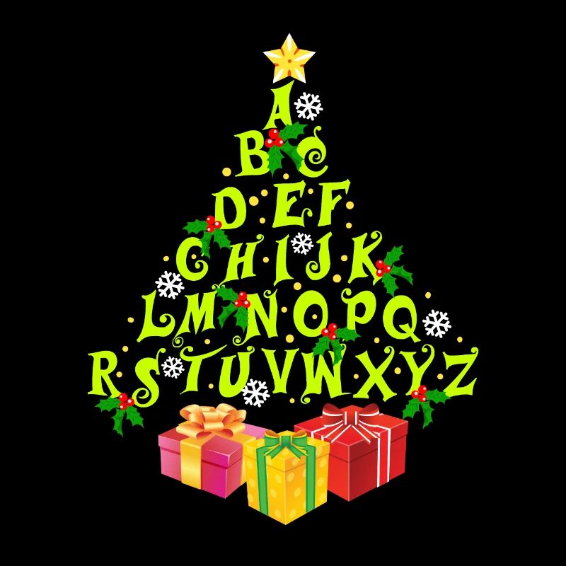 Lustiger Alphabet Weihnachtsbaum für Lehrer oder