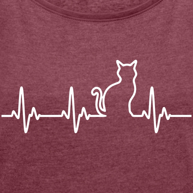 Ein Herz für Katzen - Frauen T-Shirt mit gerollten Ärmeln
