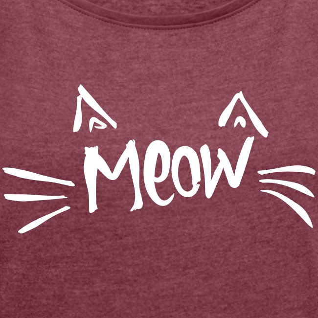 meow2 - Frauen T-Shirt mit gerollten Ärmeln