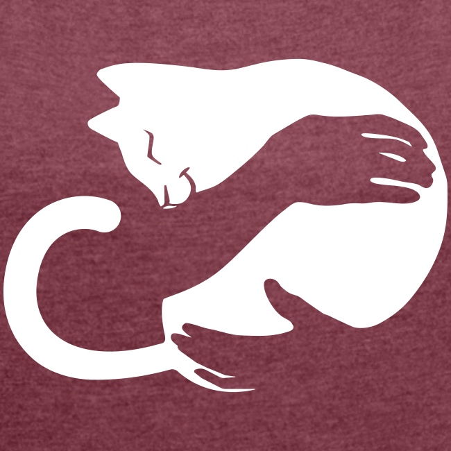 Vorschau: cat hug - Frauen T-Shirt mit gerollten Ärmeln